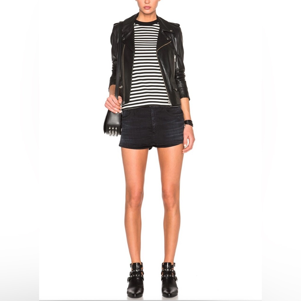 R13 Black denim skort